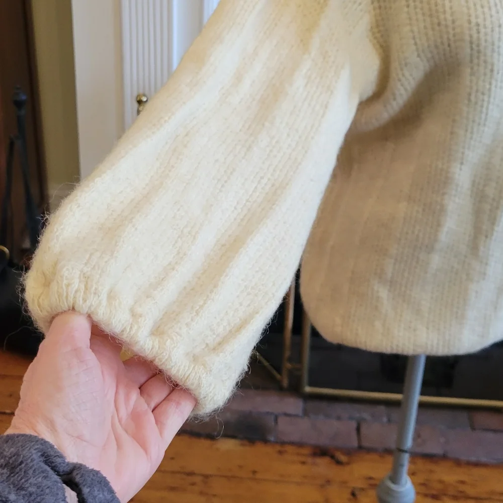 Vintage America Cream Hooded Knit wool Sweater - Picture 5 of 5